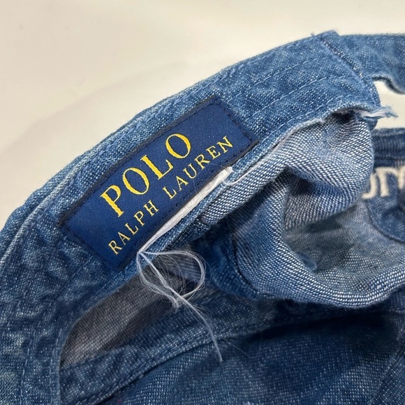 Rare Polo by Ralph Lauren Denim Indigo Blue Baseball Cap Hat Men’s & Woman’s - Picture 4 of 6